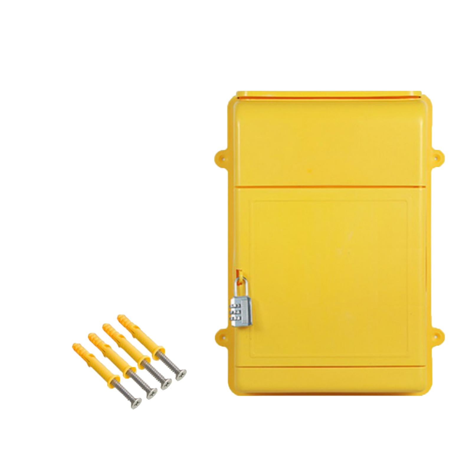 Baoblaze Wall Hanging Mailbox Post Box with Code Lock 34.5x26x10cm for Hotel Business Yellow