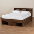 thumbnail image 3 of Baxton Studio Tristan Modern and Contemporary Walnut Brown Finished Wood 1-Drawer Queen Size Platform Storage Bed with Shelves, 3 of 24