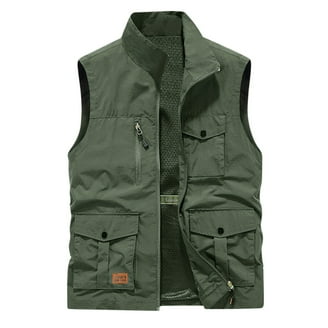Heren Vissersvest Casual Outdoor Vest Safari Vissen Reizen Foto Cargo Vest Jas Meerdere Zakken (Color : Khaki, Size : 4XL