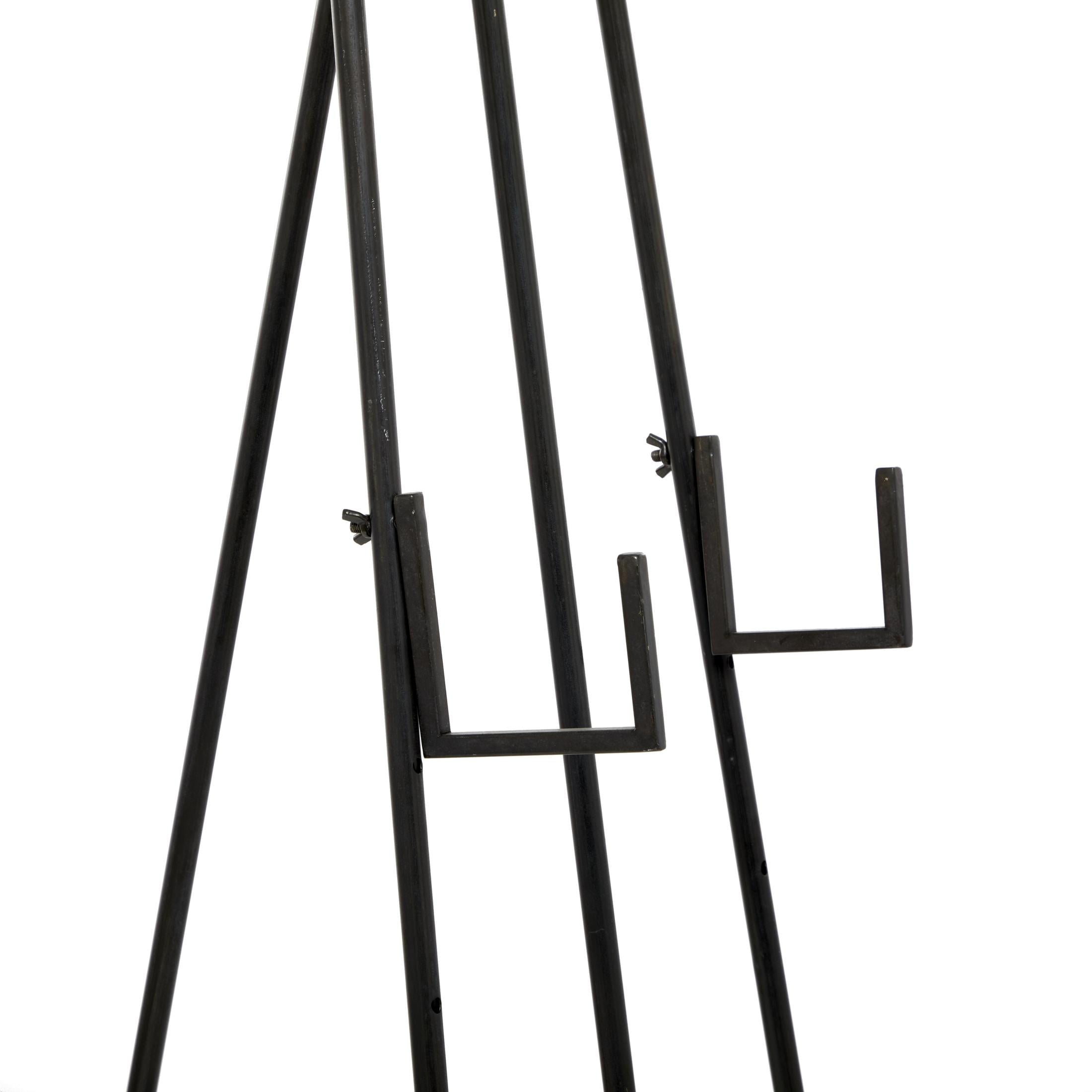 DecMode 16" x 52" Black Metal Tall Adjustable Floor 3 Tier Easel with Wood Panels, 1-Piece