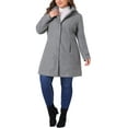 thumbnail image 2 of GRACE & GRANDEUR Women's Plus Size Button Detachable Hooded Long Sleeve Elegant Overcoat 1X Grey, 2 of 6