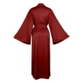 thumbnail image 6 of Arlun Satin Long Robes for Women Solid Color Soft Lightweight Belted Wrap Bathrobe Soft Comfortable Kimono Style Elegant Sleepwear for Bride & Everyday Loungewear Red L, 6 of 6
