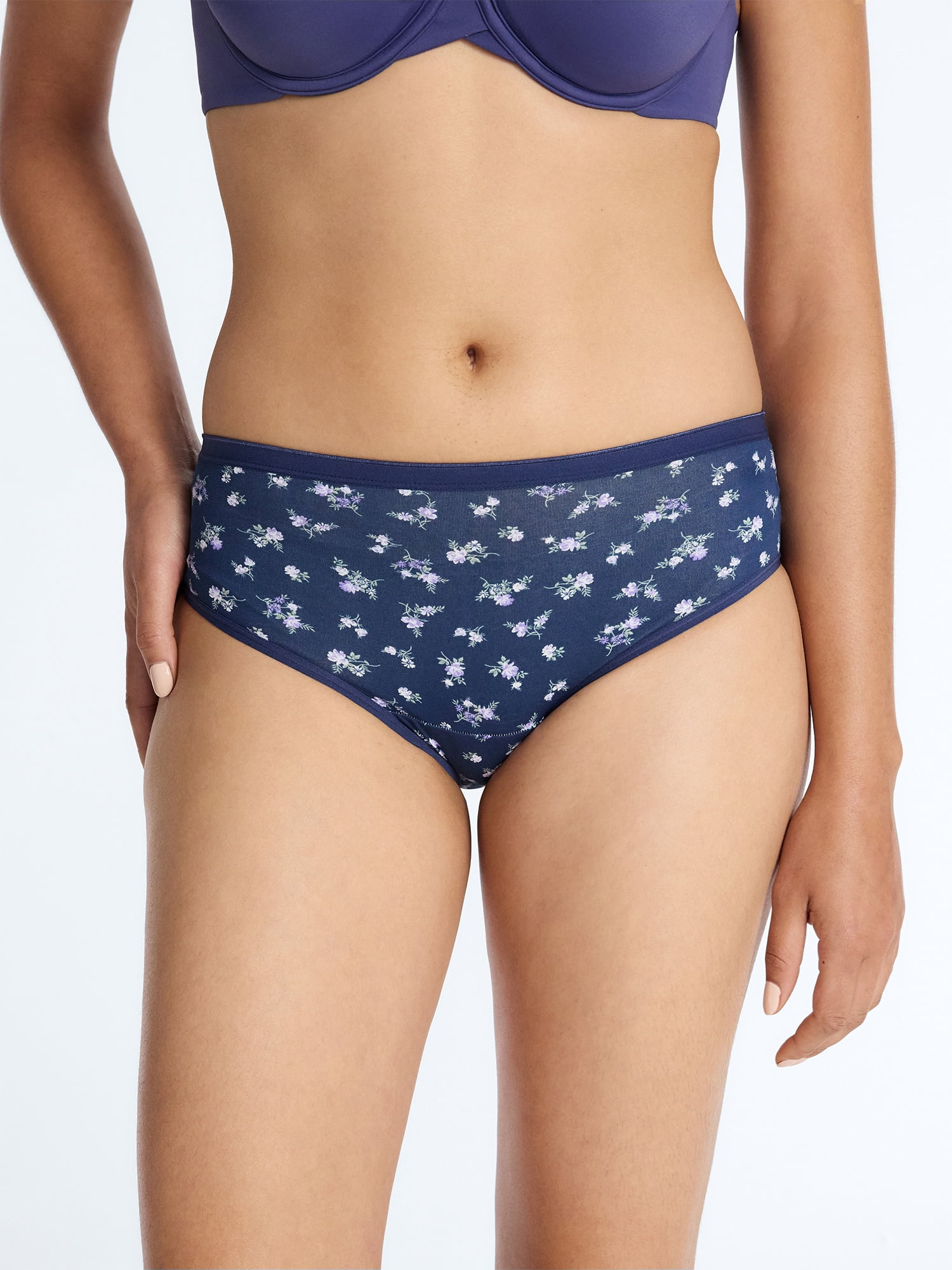 Joyspun Women's Cotton-Blend Hipster Panties, 6-Pack, Sizes S-XXXL