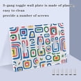 thumbnail image 3 of Yayeee Toggle Light Switch Wall Plate 3-Gang 6.37"x4.48" Decorative Outlet Cover, Blue Retro Pattern, 3 of 7
