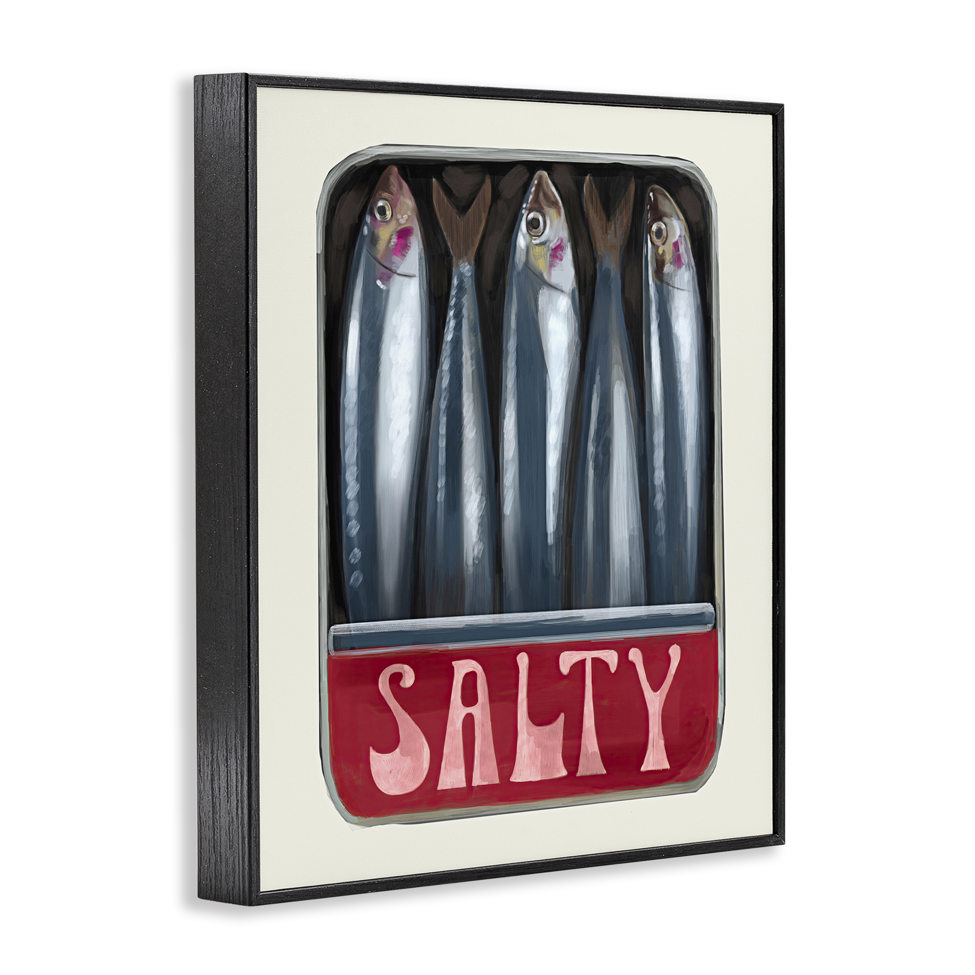 Stupell Industries Salty Sardines Can Food & Beverage Painting Black Framed Art Print Wall Art, 16 x 20