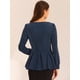 thumbnail image 4 of Blusa de Manga Larga con Escote en V y Cinturón para Mujer Azul marino XS, 4 of 6