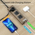 thumbnail image 3 of Power Strip Surge Protector (1800J), 10 FT Flat Extension Cord with Ultra Thin Flat Plug, 3 Widely-Spaced Outlets with 1 USB-C & 1 USB-A, Wood Finish USB Charging Station for Home, Office, Dorm, 3 of 5