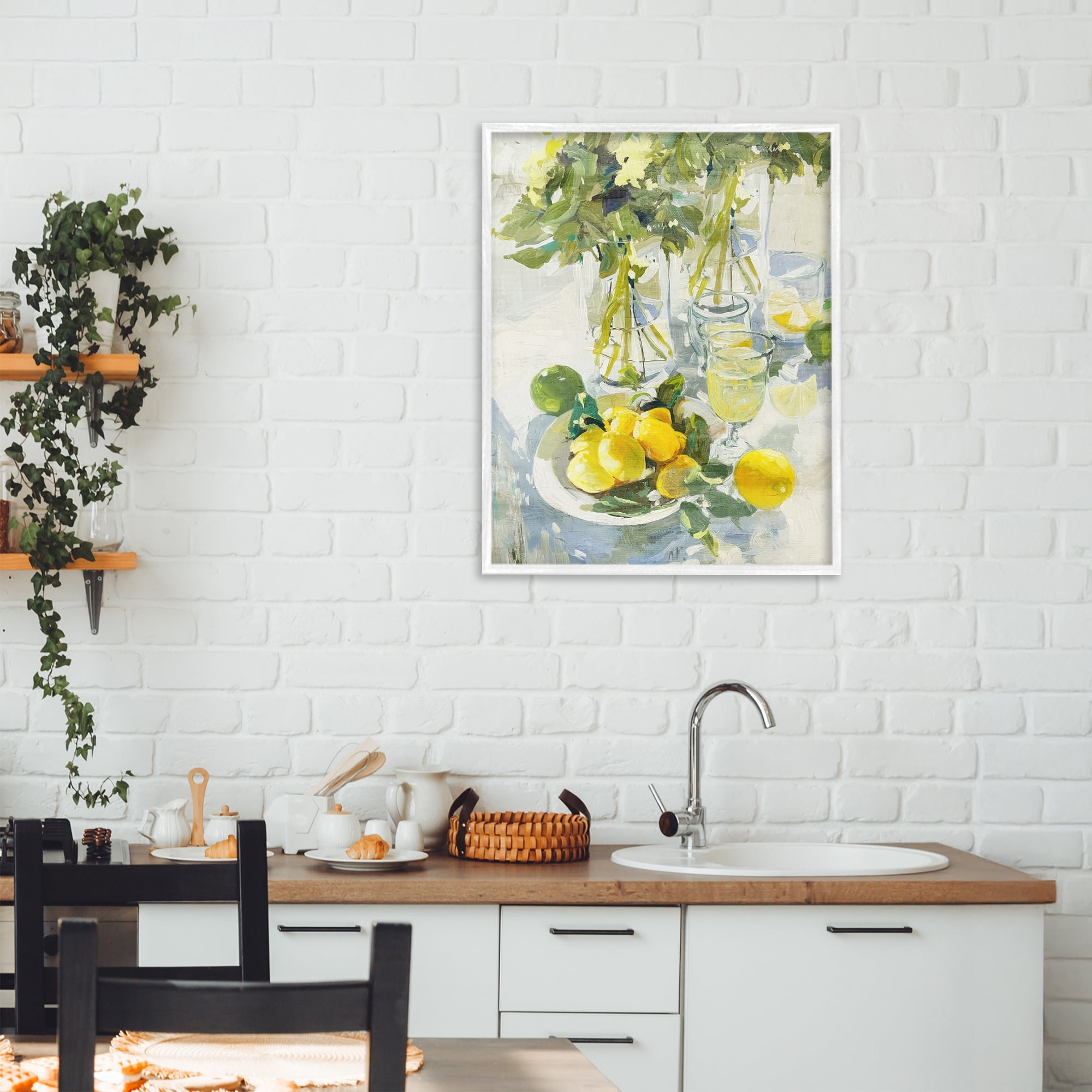 Stupell Industries Fresh Kitchen Lemons Spread White Framed Giclee Art, design by Annabelle Hall