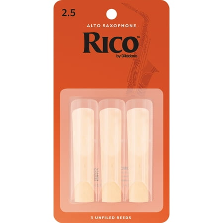 Rico by D'Addario Alto Sax Reeds, Strength 2.5, (Best Alto Sax Reeds)