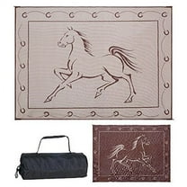 REVERSIBLE MATS Outdoor Patio/RV Camping Mat (9-Feet x 12-Feet, Brown/Beige Horse)