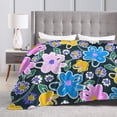 thumbnail image 5 of XMXY Fleece Throw Blanket for Couch, Hand Painted Colored Flowers Lightweight Plush Fuzzy Cozy Soft Bed Blankets and Throws for Sofa, 80"x60" inches, 5 of 8