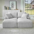 thumbnail image 3 of JONPONY Double Chaise Lounge Chair Indoor, Oversized Sectional Corduroy Upholstered Boneless Sofa Bed, Deep Seat Sleeper Loveseat Reading Chairs, Cloud Sofas Couches, No Assembly Required,Light Gray, 3 of 11