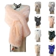 thumbnail image 4 of WREESH Women's Qipao Shawl Winter Accessories, Warm Faux Stage Performance Camisole Wrap White, 4 of 4