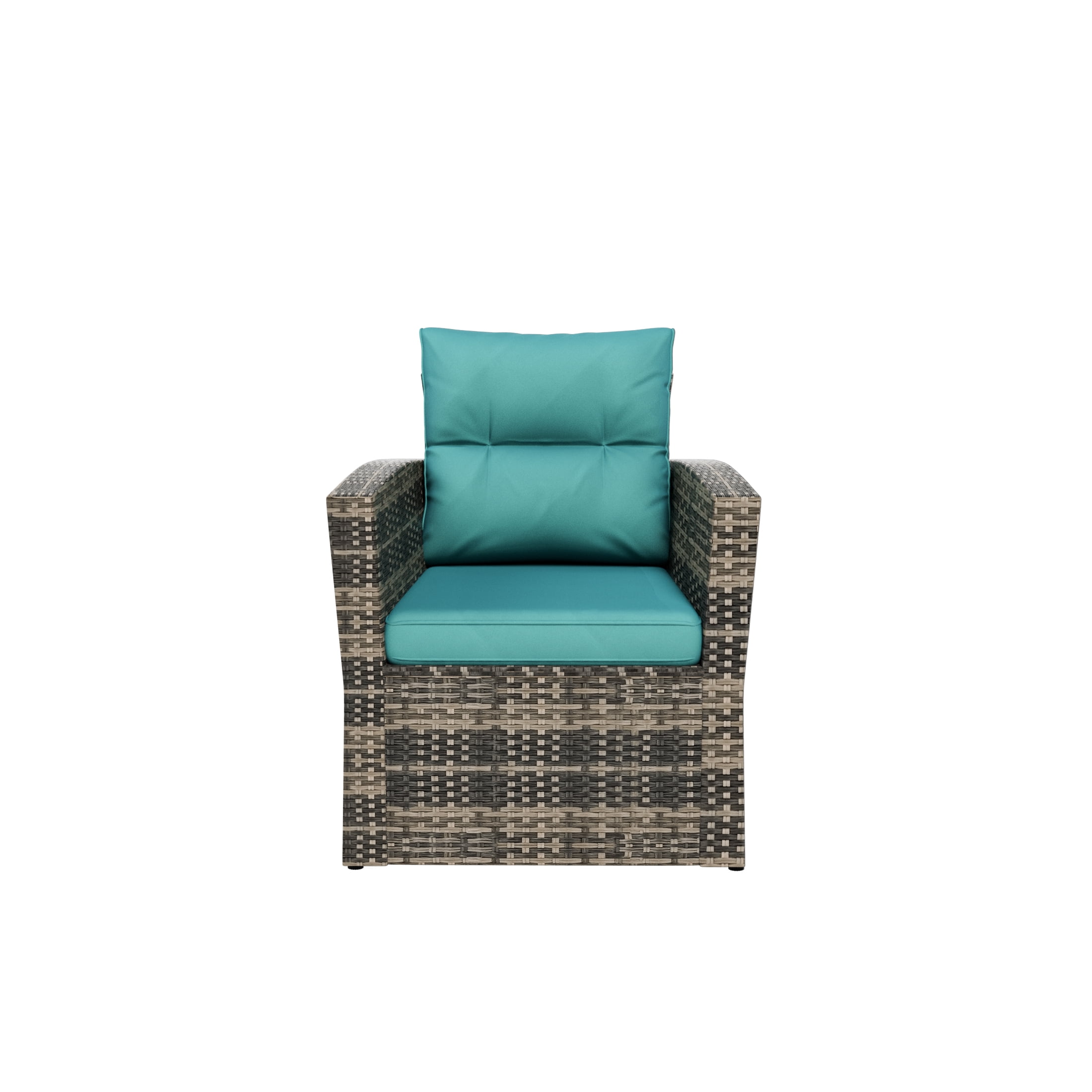 Westin Outdoor 6-Pieces Sofa Conversation Set PE Rattan Wicker Furniture, Brown/Turquoise