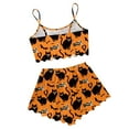 thumbnail image 3 of Hpapadks Halloween Women Pajama Sets 2 Piece Sexy Cute Graphic Tank Tops and Shorts Sleepwear Women Pjs Orange, 3 of 5