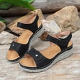 thumbnail image 5 of Rotm Women Sandals Platform Suede Sandals for Women Soft Cork Footbed Summer Slides with Adjustable Buckle Black,8, 5 of 6