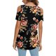thumbnail image 4 of Txlixc - Camiseta de manga corta para mujer con cuello en V y hombros descubiertos con estampado de flores Txlixc Moda, 4 of 6