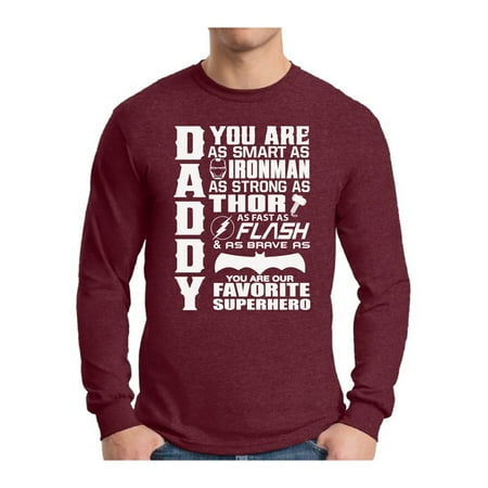 Awkward Styles Men's Daddy Superhero Graphic Long Sleeve T-shirt Tops Proud Dad Best Dad Ever Father`s Day