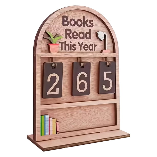 El Libro Que Puede Leer Su Mente, Contador de Libro de Lectura de Madera Y Bandera de Seguimiento para el Registro de Lectura Anual, Libros Leídos Este Año Rastreador de Progreso, Decoración