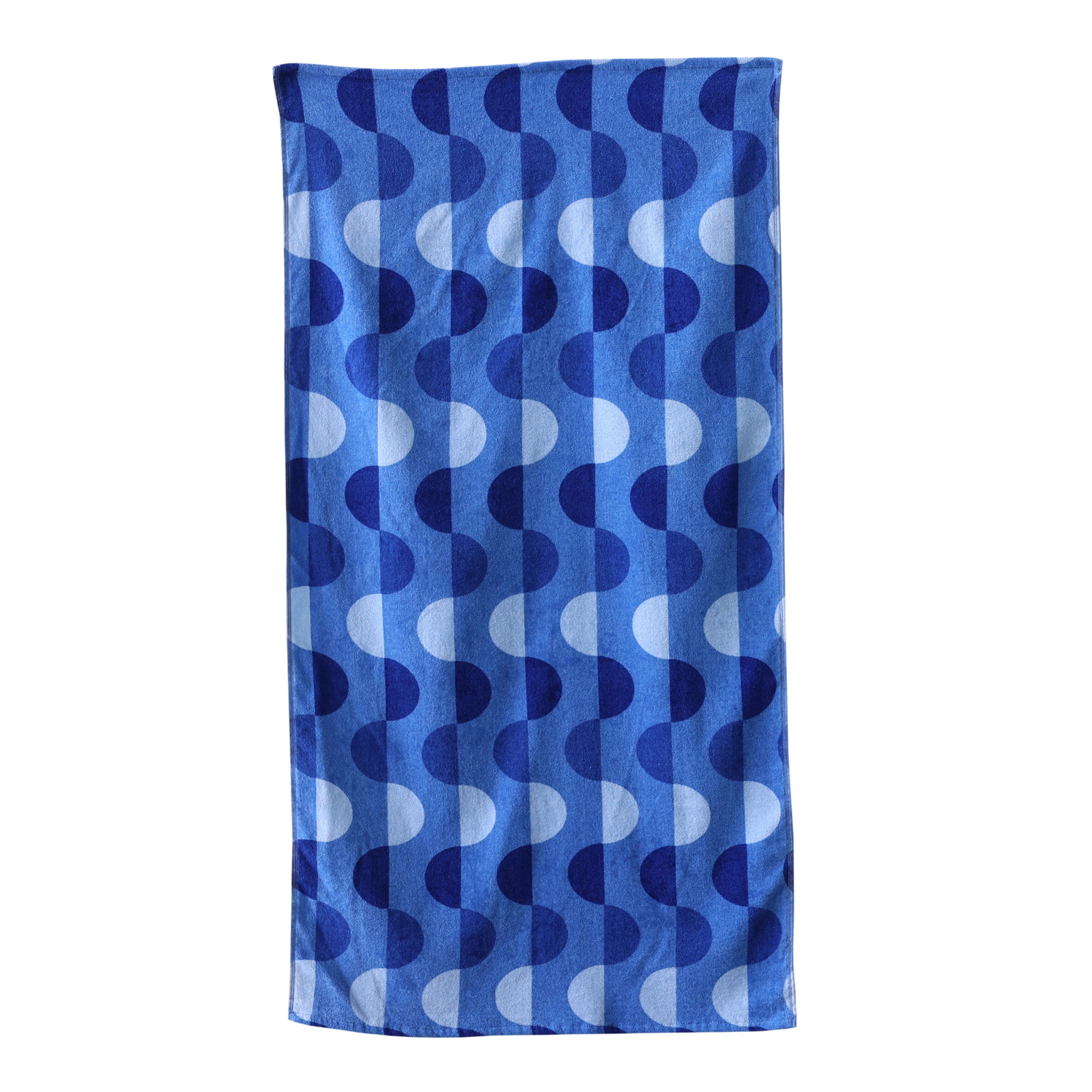 Mainstays Velour Beach Towel, Squiggly Geo,Blue , 28x60