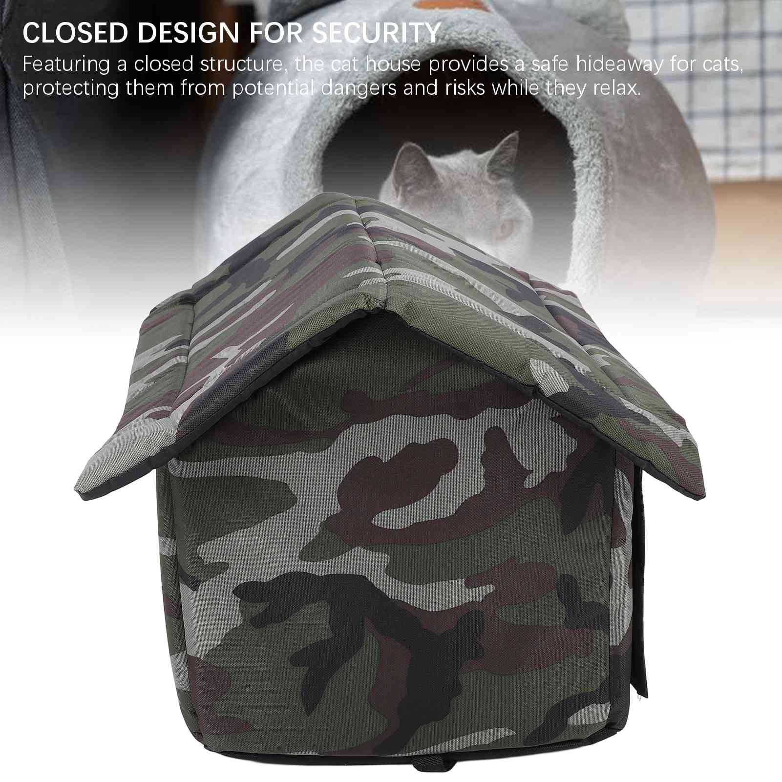 YAHHU Foldable Cat House Water Resistant Enclosed Multi Functional Pet Bed Cave Shelter for Indoor and Outdoor Felines Size XL (23.62 inches / 60.00 cm)