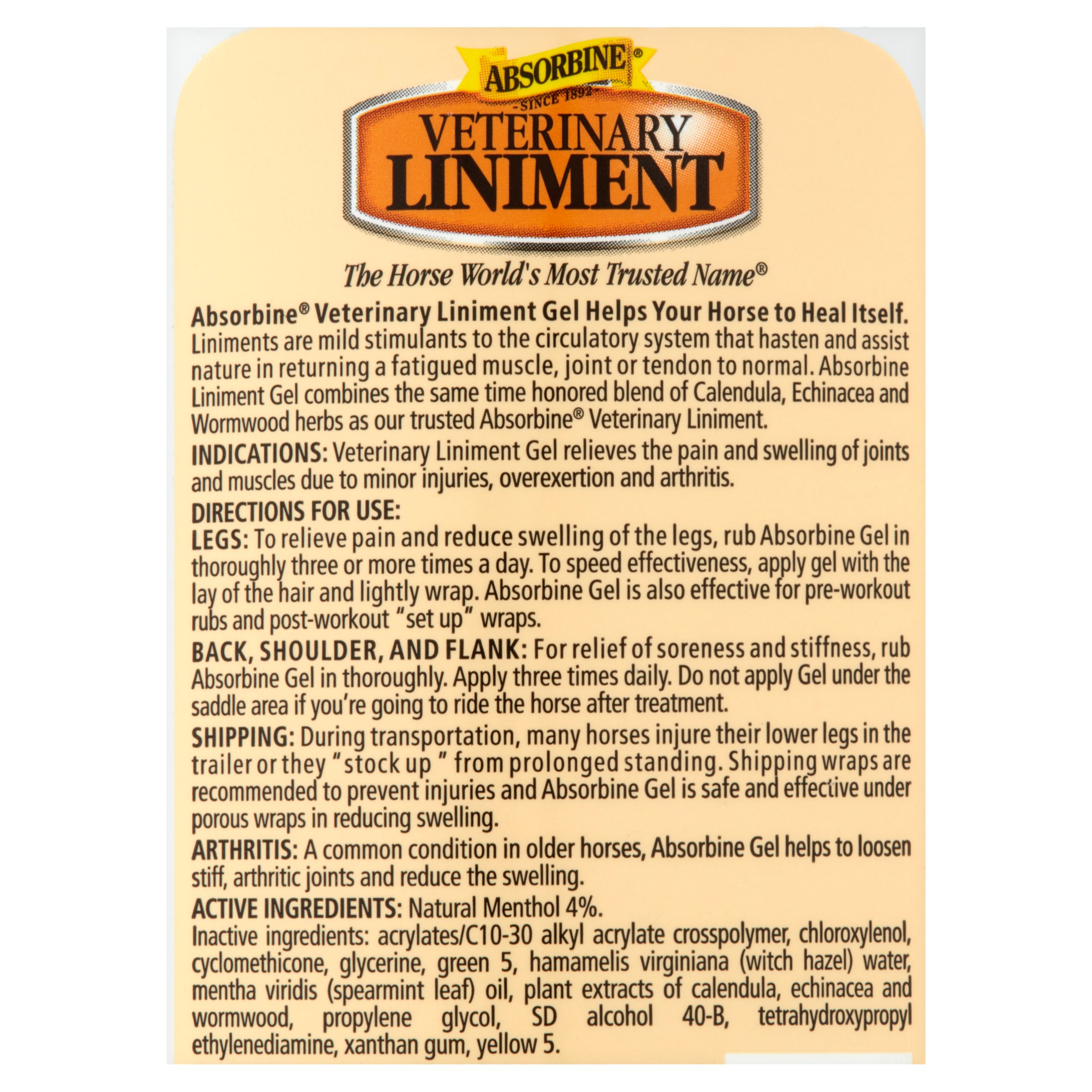 Absorbine Veterinary Liniment Spearmint Herbal Gel Topical Analgesic, 12 oz - image 4 of 4