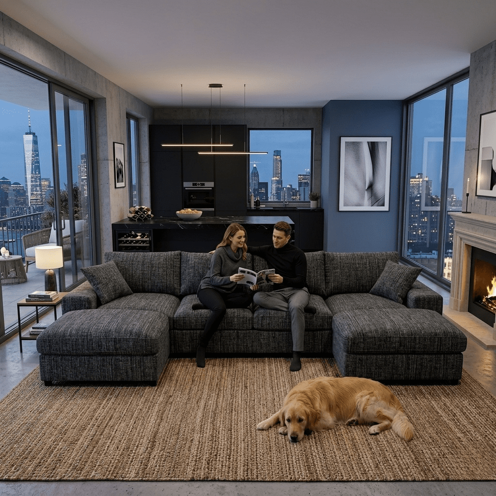 Howcool Cloud Couch Modular Sectional Sofa 6 Seat 134" U Shaped Convertible Couch Chenille Thick Cushion with 2 Storage Ottomans and Toss Pillows Washable Removable Cover for Living Room,Blue Gray