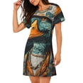 thumbnail image 2 of Uemuo Hip-Hop Duck Pattern Women’s Nightdress – Casual Sleep Shirt, Soft Relaxed Fit Short-Sleeved Cotton Sleepwear for Home, Bedtime, and Lounging, 2 of 6