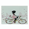 thumbnail image 1 of Bicycle Cutting Board, Girl in Pink Dress Riding a Bike Colorful Flowers and Romantic Butterflies, Decorative Tempered Glass Cutting and Serving Board, Small Size, Multicolor, by Ambesonne, 1 of 1