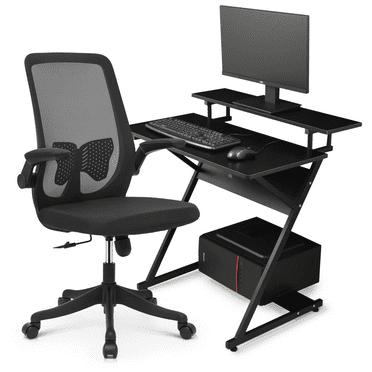 MoNiBloom Multifunctional Modern Computer Desk with Host Rack and Faux ...