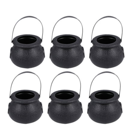 

NUOLUX 8 Pcs 5x7cm Candy Jars Kettles Witch Cauldron Handheld Candy Bucket for Halloween Party Hanging Props (Black)