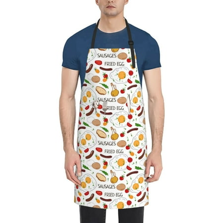

Vsdgher Sausage Tomato Toast Waterproof Apron with 2 Pockets Kitchen Chef Aprons Bibs for Grooming Cooking Baking Painting Gardening