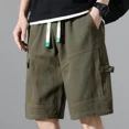 thumbnail image 4 of Pantalones cortos para hombre, bermudas sólidas, cintura elástica, pantalones cortos cargo para hombre, de algodón, de media longitud, para hombre, hermosos pantalones de diseñador vintage grandes y a, 4 of 5