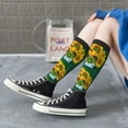 thumbnail image 5 of Xecao Sunflowers in Bucket print thigh-high socks, crafted for both men and women with a stretchy, high-opaque design perfect for daily wear, 5 of 6