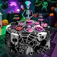 thumbnail image 4 of Halloween Gothic Skull Tablecloth 60 Inches, Horror Skeleton Table Cover Decorative Dining, Scary Round Halloween Tablecover Picnic Party Decoration, 4 of 7