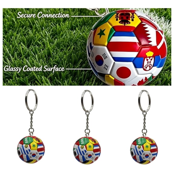 3pcs Football Keychain, Bag Charm Key Ring, Phone Decoration Soccer Backpack pendant, Key Chain Ball Sports for Boys School Carnival Reward, Party Bag Gift Fillers