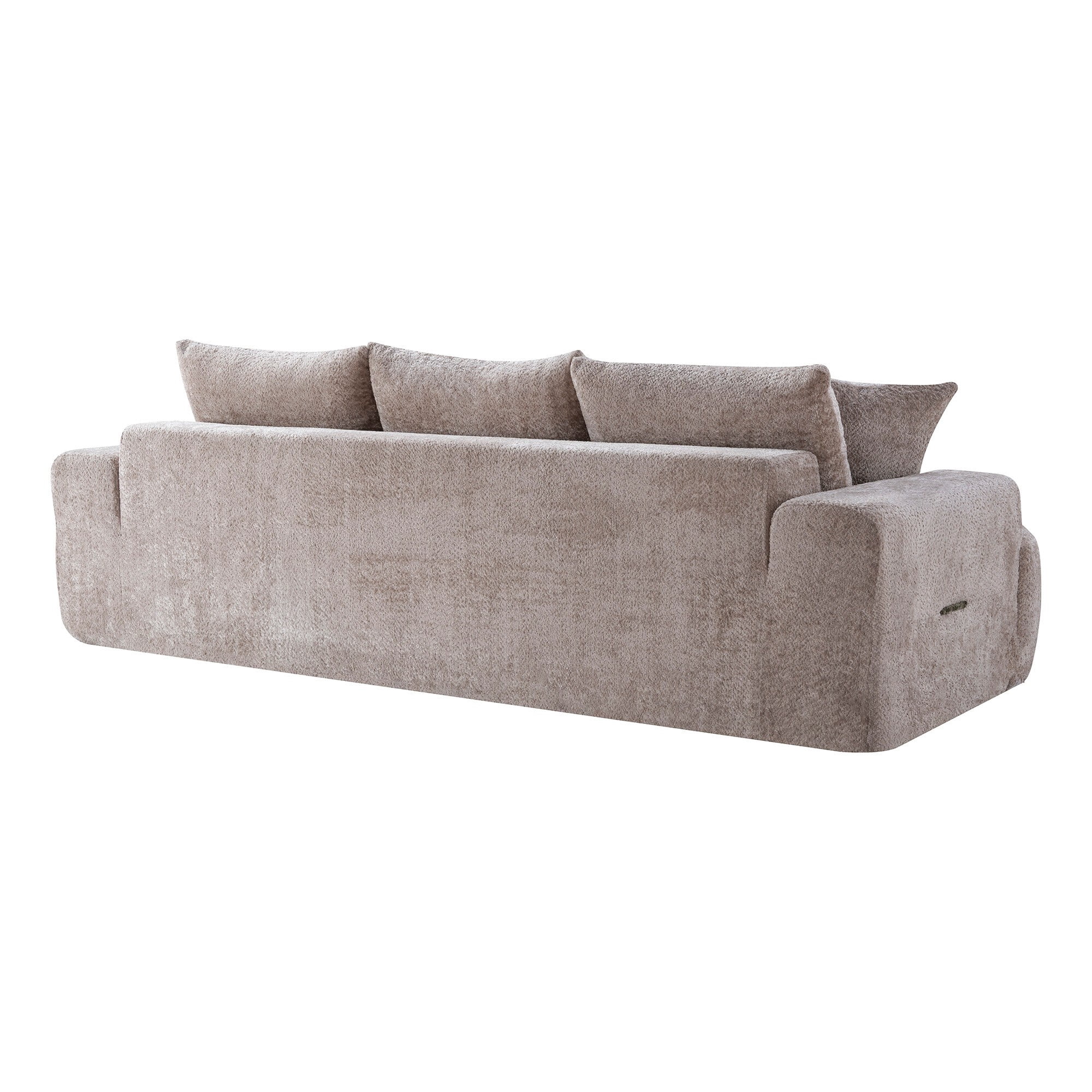 AENKYO 100" Curved Cloud Boucle Sofa, Modern 3-Seater Sculptural Couch, No Assembly, Oatmeal Beige