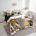 thumbnail image 3 of Manfei Modern Girl Bedding Comforter Set 7pcs, Leopard Print High Heel Queen Bedding Sets, Princess Unique Fashion Reversible Queen Sheet Sets, Luxury Bedroom Decor, 3 of 7