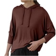 thumbnail image 2 of Plus Size Hoodies for Womens Tops Fashion Casual Long Sleeve Solid Loose T-Shirt Blouse Tops Pajamas Large Female Wearing Home Clothes Hooded Sweater on Clearance, 2 of 7