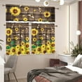 thumbnail image 3 of Sunflower Kitchen Window Curtain Toppers and Valances Decor Wood Panel Rod Pocket Sunflower Curtains Set Window Treatment Letter Backdrop, 36 Inches, 3 of 5