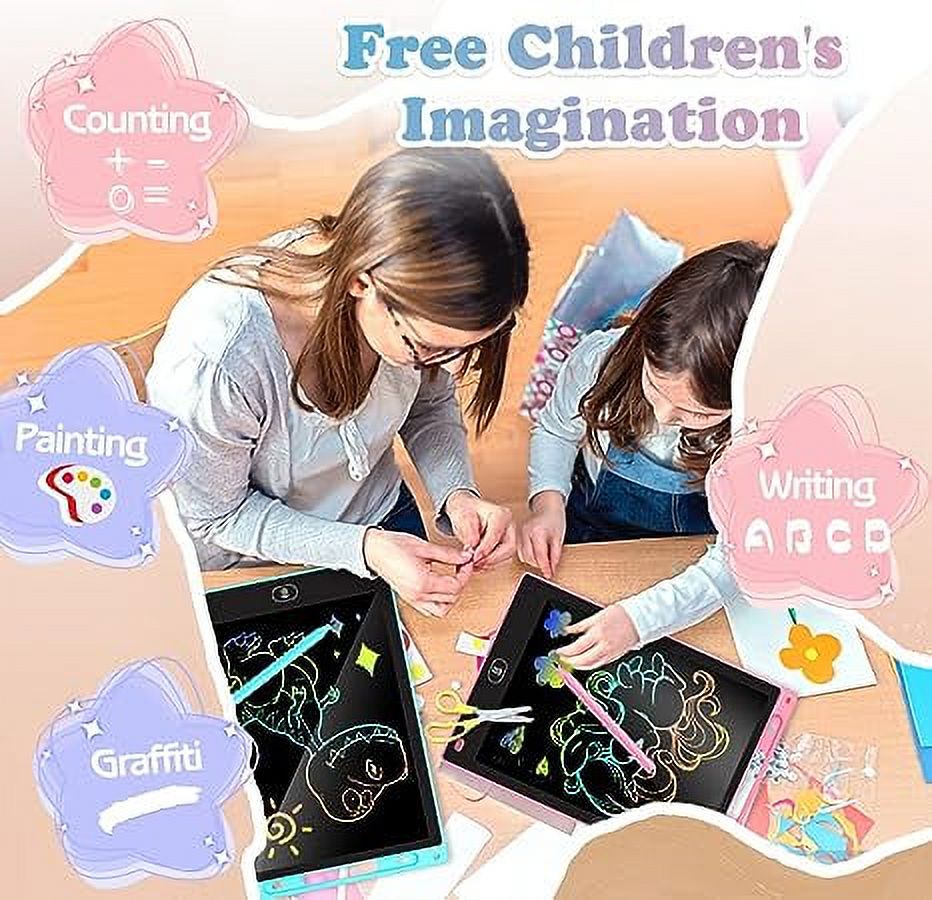2 Pack LCD Writing Tablet for Kids 10 inch,Doodle Board, Electronic Drawing Tablet Drawing Pads, Preschool Toys for Baby Girl Boy GiftsEducational Birthday Gift for 3-8 Years Old Kids (Blue & Pink) - image 2 of 13