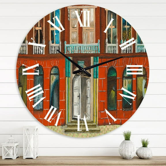 Designart 'Red Facade Of Shop In Paris Ii' French Country Wall Clock