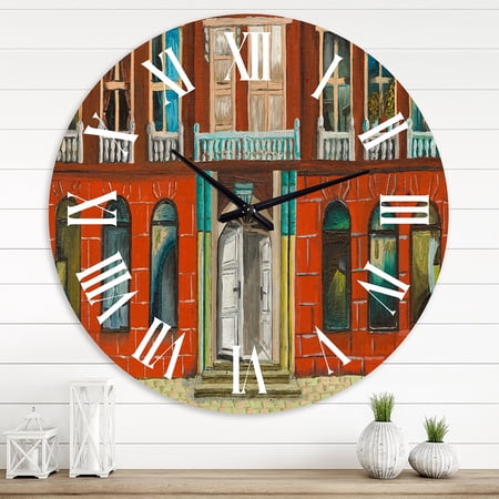 Designart 'Red Facade Of Shop In Paris Ii' French Country Wall Clock