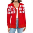 thumbnail image 4 of Uvplove Women Long Sleeve Soft Basic Knit Cardigan Sweater,Christmas Snowflake Red,XXL,(S-3XL), 4 of 9