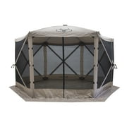 Gazelle Tents™,G6 6-Sided Portable Gazebo with TriTech Mesh, Easy Pop-Up Hub Screen Tent, Waterproof, UV Resistant, 8-Person & Table, Desert Sand, 86 x 124 x 124, GK914, Includes 3 Wind Panels