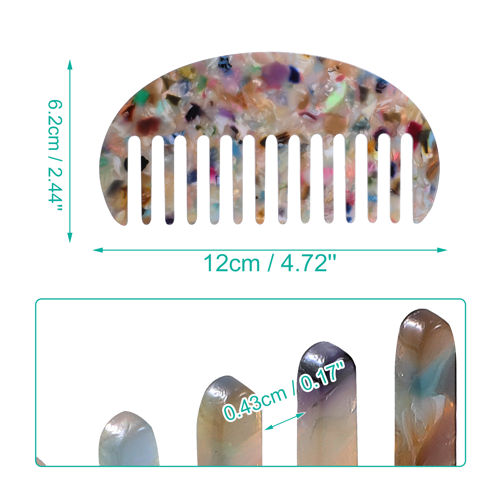 Unique Bargains 2Pcs Hair Comb Wide Tooth Anti-Static Thick Curly Hair Detangling Comb Multicolor