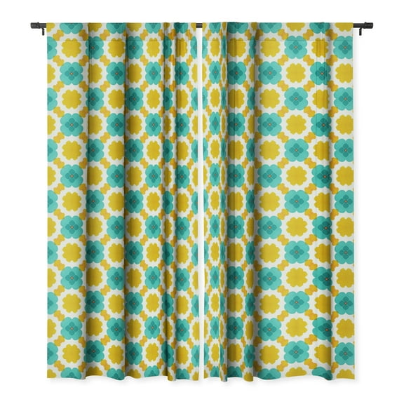Society6 Jacqueline Maldonado Retro Watercolor Geo Single Panel Room Darkening Window Curtain 50" x 84"