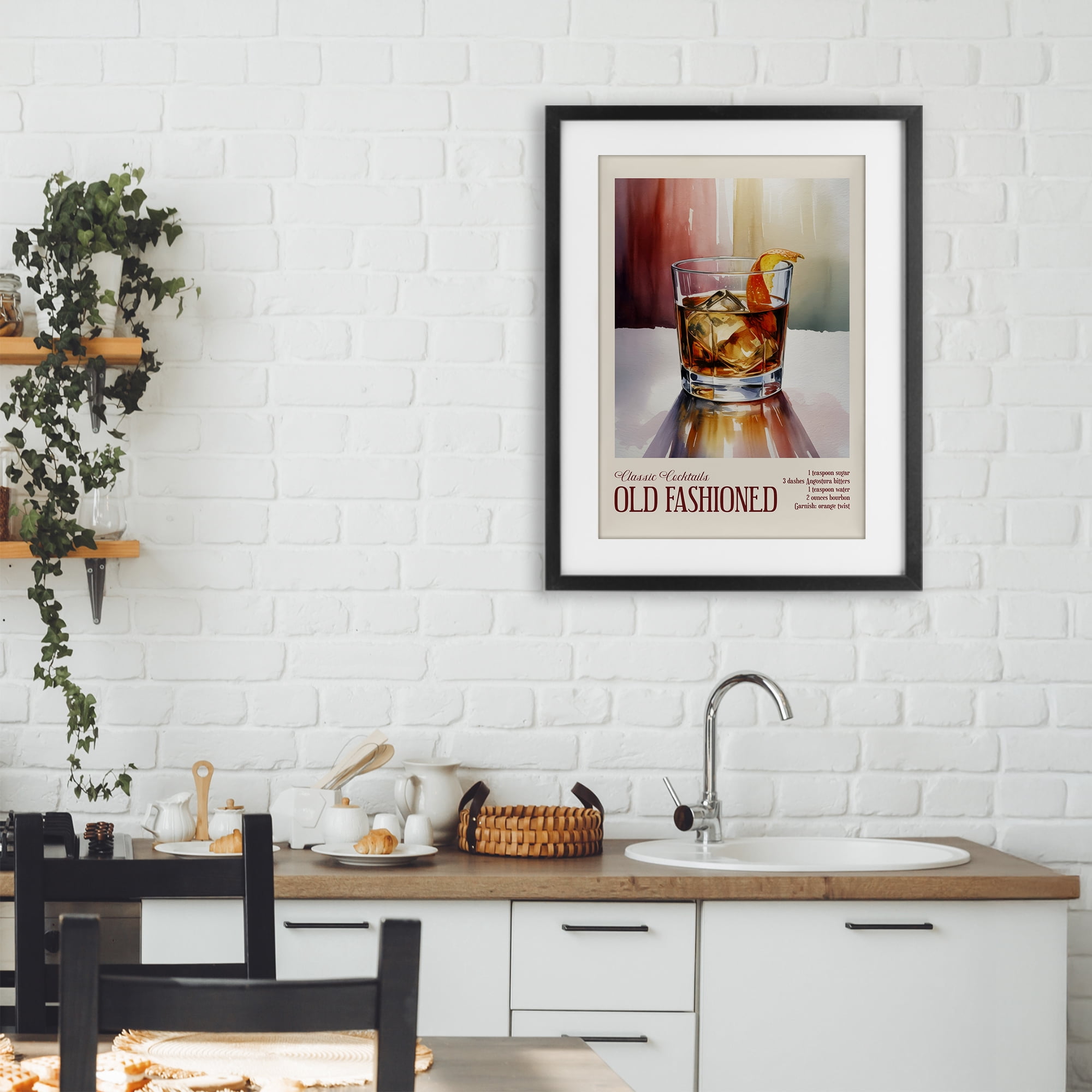 Stupell Industries Old Fashioned on Surface Black Framed Print Under Glass, design by Andreas Magnusson