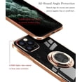 thumbnail image 4 of Desighed for iPhone 12 Pro Max Case 6.7" Shockproof Silicone Cover Ring Holder Magnetic Kickstand Electroplated Soft TPU Frame Anti-Scratch Protective Bumper Phone Cases - Black, 4 of 16