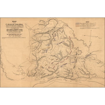24"x36" Gallery Poster, Map of Shiloh Pittsburgh Landing 1862